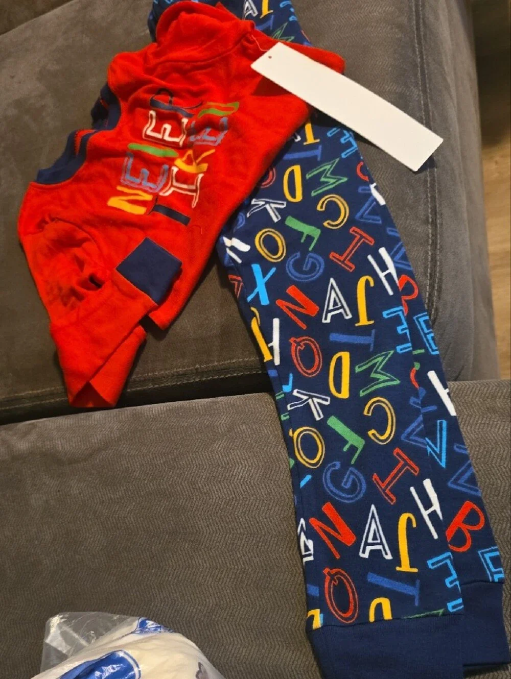 wonder nation Red Top with Navy Alphabet Print Pajama Set